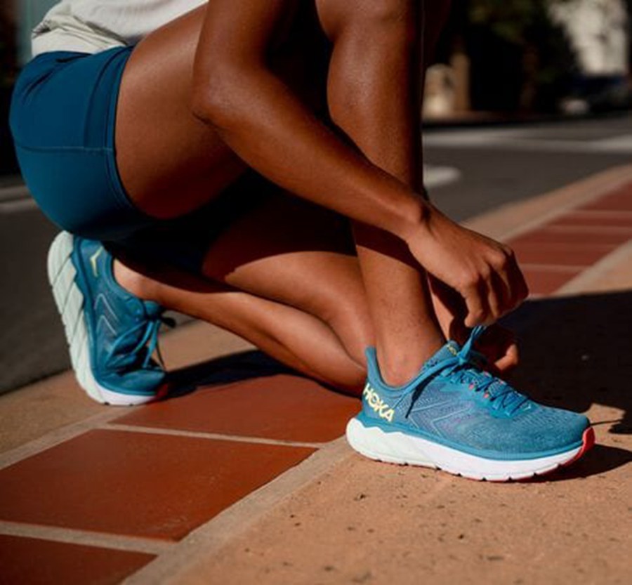Hoka One One Womens Running Shoes - Arahi 5 - Blue/White - CTXR71854